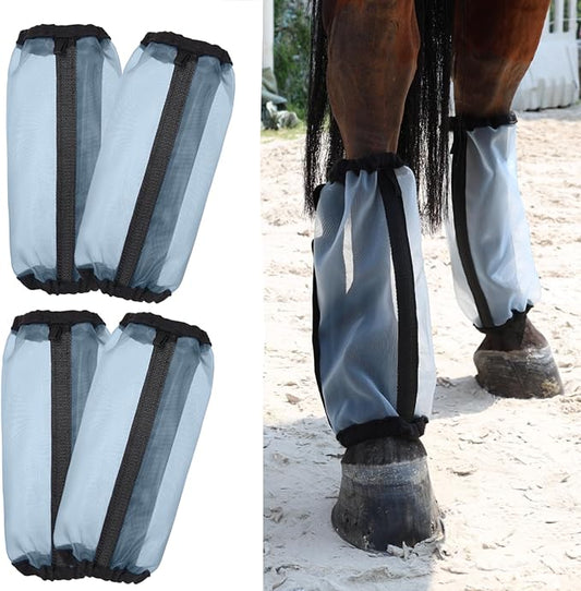 All-Purpose Fine Mesh Horse Fly Boots Breathable Anti-Fly Leggings with Sturdy Support Strips Reduce Annoying Stomping & 360°Leg Protection Durable Easy-Clean Material 4-Pack Lavender Purple