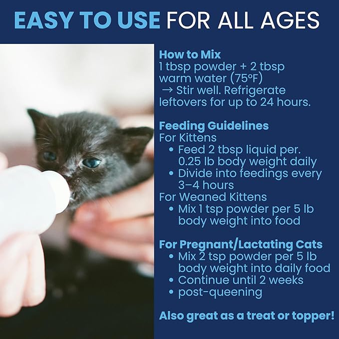 Under the Weather Kitten Milk Replacer Powder + Colostrum | Kitten Milk Replacement Formula | Nutrient-Rich Formula with Colostrum for Immune & Digestive Support – 12 oz