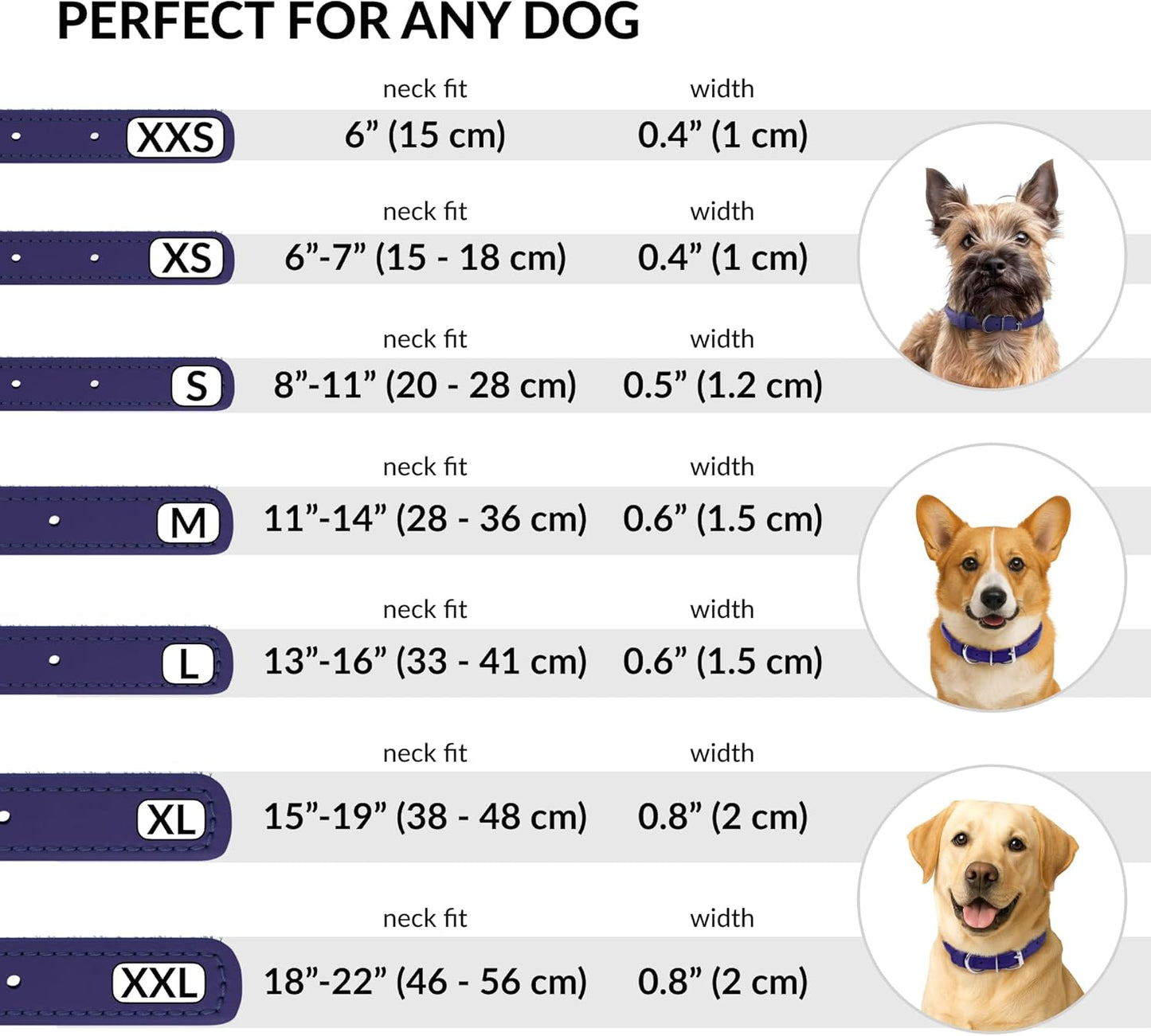 CollarDirect Rolled Leather Dog Collar, Soft Padded Round Puppy Collar, Handmade Genuine Leather Collar Dog Small Large Cat Collars 13 Colors (13-16 Inch, Purple Smooth)
