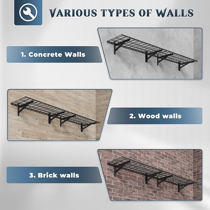 Jusgym 2 Pack Heavy Duty Garage Wall Shelving Set, Wall Mounted Garage Shelves