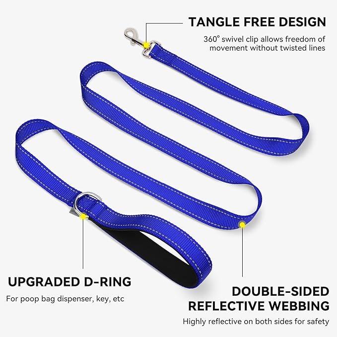 Joytale Dog Leash, 5 FT Double-Sided Reflective, Padded Handle Nylon Heavy Duty Leashes for Small Dogs Walking, Navy Blue