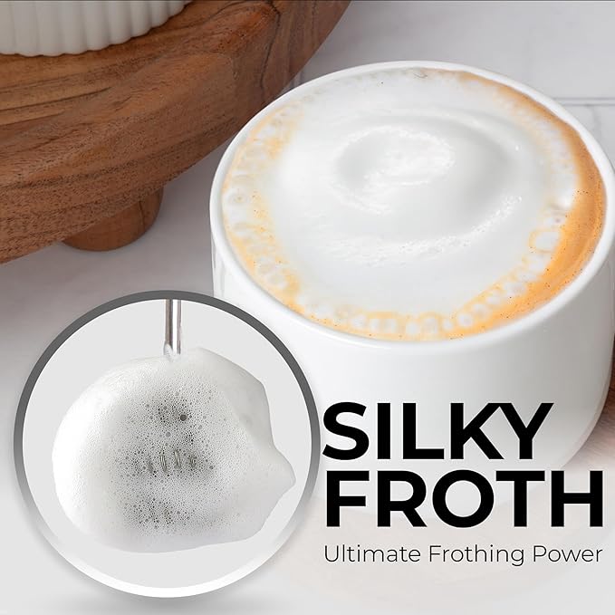 Zulay Kitchen Powerful Milk Frother Wand With Duracell Batteries - Ultra Fast Handheld Drink Mixer - Electric Whisk Foam Maker for Coffee, Lattes, Cappuccino & Matcha - Triple Whisk - Nebula