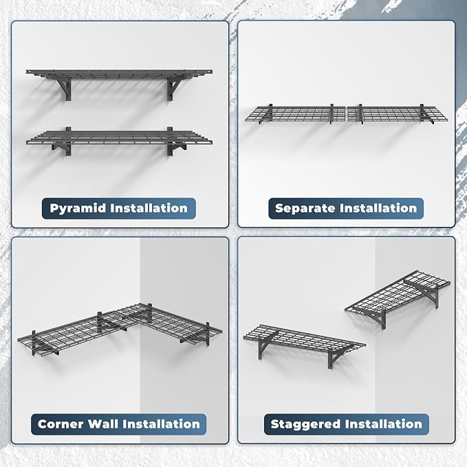 Jusgym 2 Pack Heavy Duty Garage Wall Shelving Set, Wall Mounted Garage Shelves