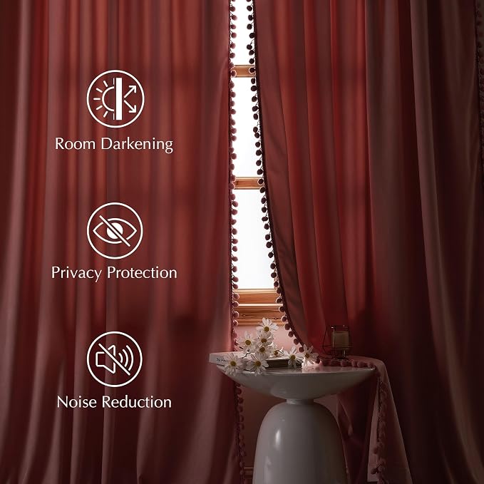 NICETOWN Blush Pink Velvet Curtains 84" Long