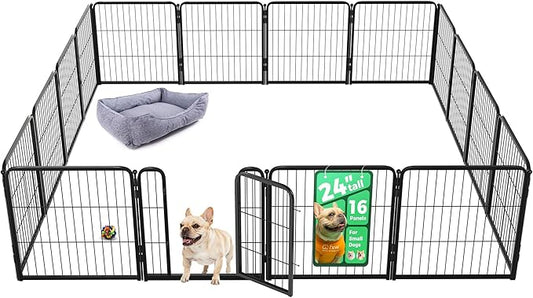 FXW Homeplus Unleashed Indoor Dog Playpen - Stress-Free and Safe Play, Heavy Duty 24 Inch 16 Panels Dog Pen for Puppy and Small Dogs, Black│Patented