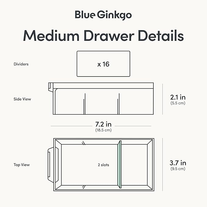 Blue Ginkgo Medium 16-Drawer Cabinet – Stackable Clear Organizer for Hardware, Beads, Plastic Bricks, Office, and Craft Storage (Made in Korea, Yellow)