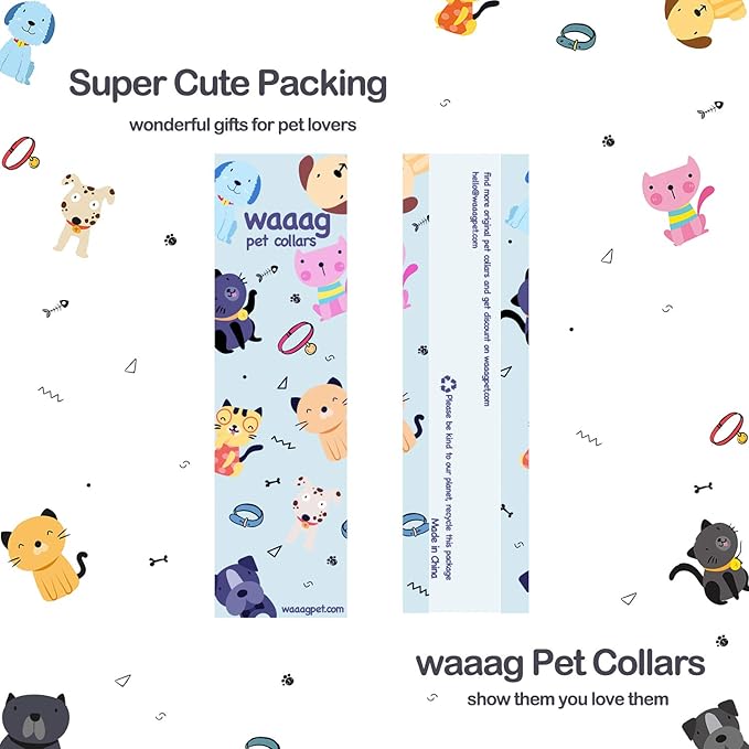 waaag Gold Moons and Stars Safety Breakaway Cat Collar, Glow in The Dark (Standard 9"-15" Neck, Black)