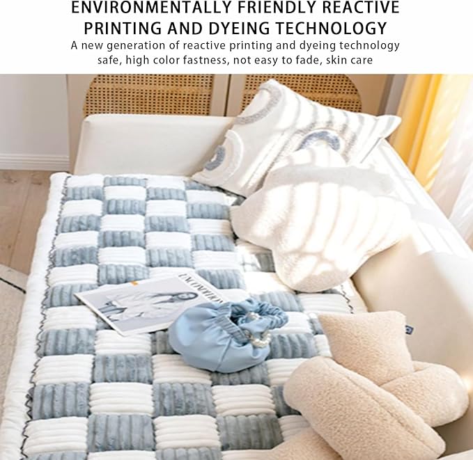 FunnyFuzzy Cream-Coloured Plaid Square Pet Mat Bed Couch Cover, Winter Thickened Dog Bed Cover Pet Blanket Sofa Couch Furniture Protector for Kids Dog Cat(Size:17.7 * 17.7 in,Color:Grey)