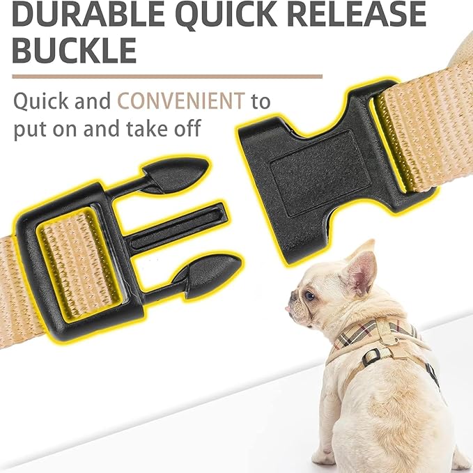 PUPTECK Soft Mesh Dog Harness and Leash Set Pet Puppy Cat Comfort Padded Vest No Pull Harnesses, Beige, XL