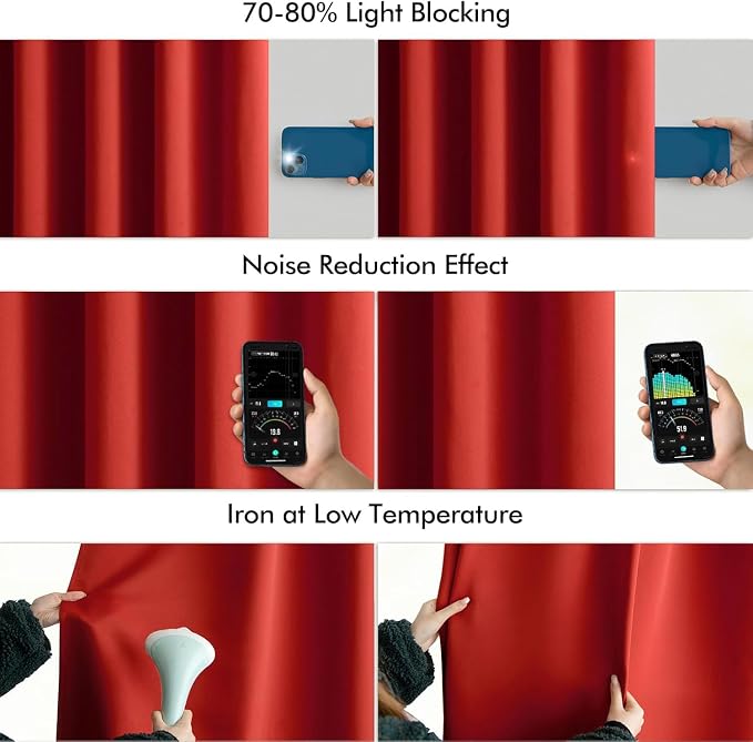 MIULEE Christmas Red Back Tab Blackout Curtains 90 Inches Long 2 Panels Set