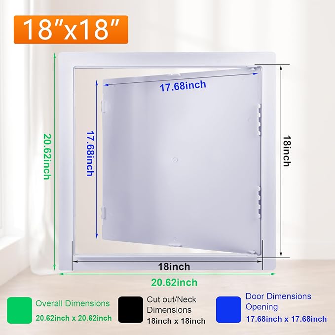 Suteck 18 x 18 Inch White Access Doors, Reinforced Hinged Access Panel