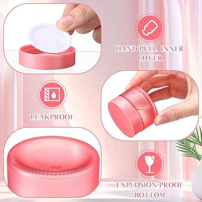Domensi 100 Pcs 1 oz Glass Jars with Lids Bulk Round Glass Cosmetic Jars for DIY Lip Balm Small Travel Containers with Inner Liner for Lotions Powders Ointments Sample Cream(Pink,Pink)