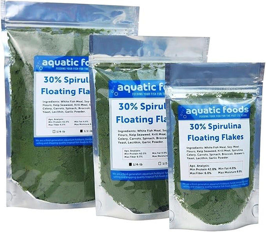 Aquatic Foods Inc. 30% Spirulina Premium Flakes for African Cichlids, All Central and South American Cichlids, Koi, Pond Fish, All Community Tropical Fish...WL…5-lbs Poly Bag