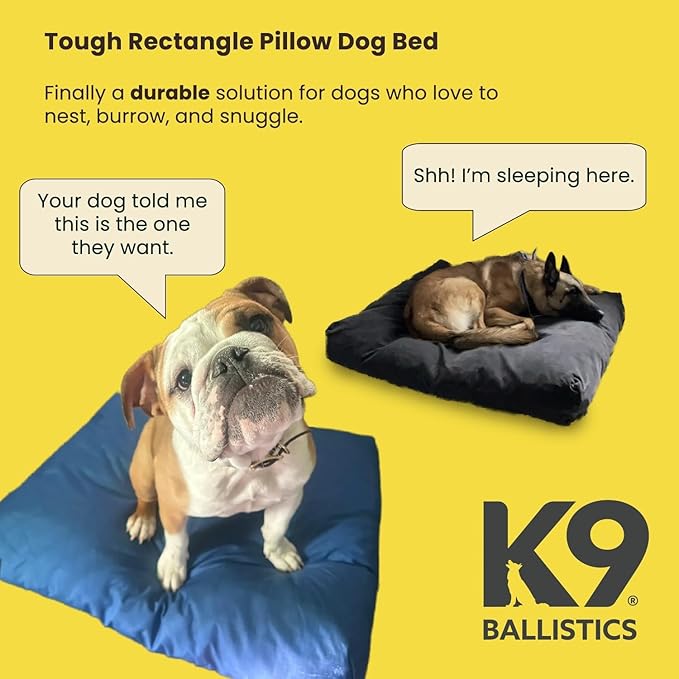 K9 Ballistics Tough Rectangle Pillow Dog Bed - Removable Cover, Washable, Durable & Water Resistant Dog Bed - XX-Large, Taupe Premium Finish
