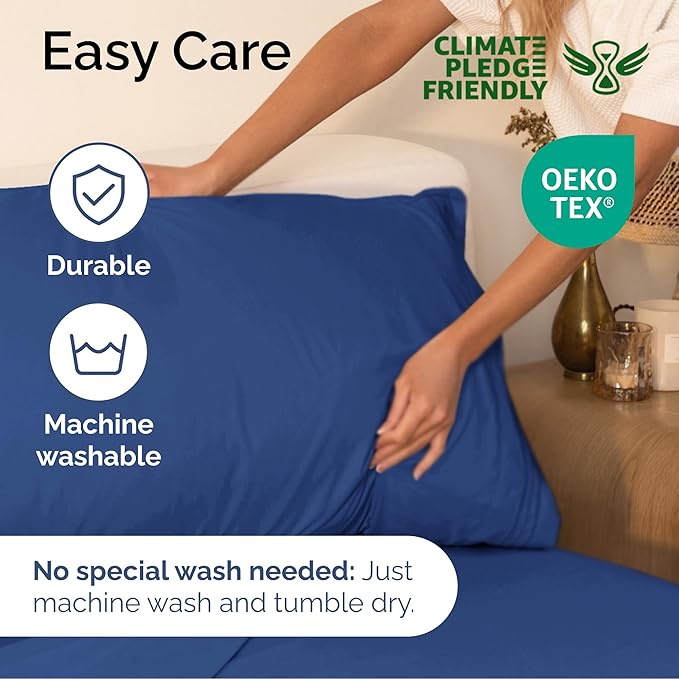 Queen Size 4 Piece Sheet Set - Extra Soft, Breathable & Cooling Sheets - Hotel Luxury Durable Bed Sheets for Women & Men - Deep Pockets, Easy-Fit & Wrinkle-Free Sheets - Cobalt Blue Oeko-Tex Sheets