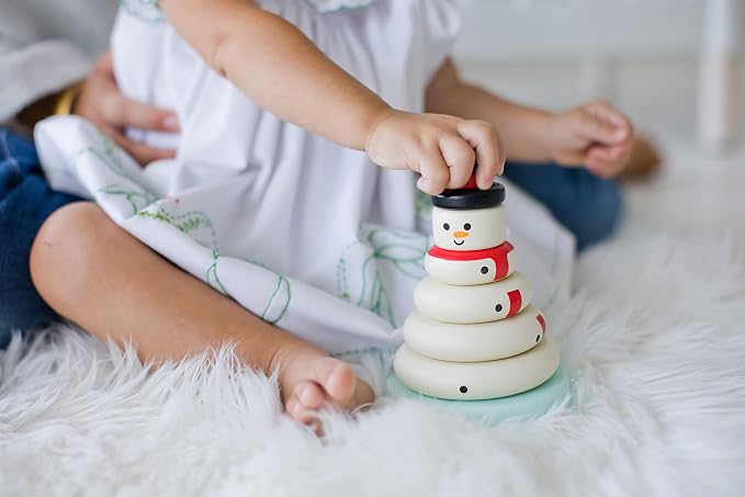 Pearhead Christmas Snowman Stacking Toy Set, Holiday Toys for Toddlers