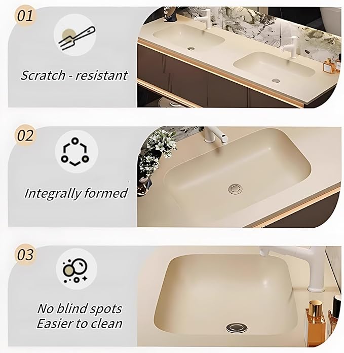 78IN Bathroom Vanity Set with Sink, Smart Defogging Vanity Mirror with 2 Light Strips | with Motion Sensing Light Strips, Bathroom Double Vanities with Sink Includes 2 Drawers (Mirror)