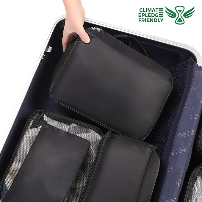 BAGAIL 8 Set Packing Cubes Luggage Packing Organizers for Travel Accessories-Jet Black