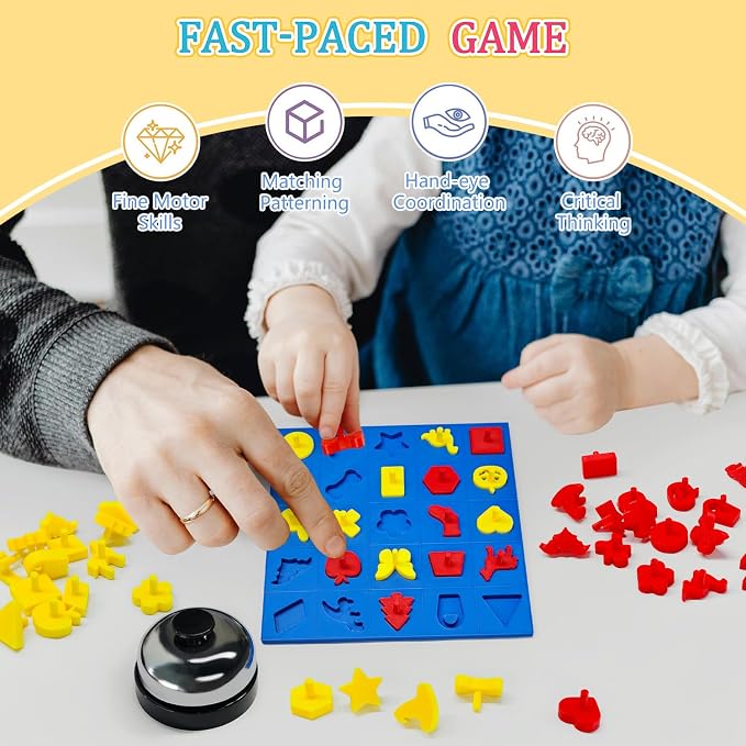 Shape Matching Board Game for Kids 5+ Sorting Shapes and Pieces Puzzle Toy Solo or 2-Player Duel Mode Preschool Games Gifts for Classroom Birthday Back to School Halloween Thanksgiving Christmas