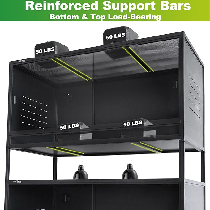 PVC Reptile Enclosure Space Efficient 44''x20''x20'' Stackable ToxiRium Large Reptile Terrarium 76 Gallons for Bearded Dragon Lizard Snake, Breeding Vivarium with Glass Doors Lock- with spacers