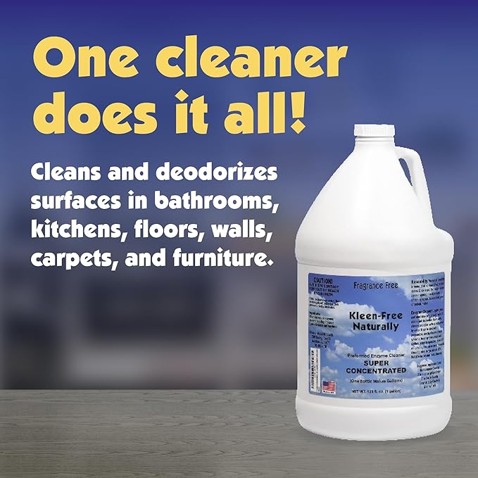 Naturally Enzyme Cleaner, Enzyme Solution, and Multi-Purpose Cleaner, Laundry Additive and More -Unscented -128oz