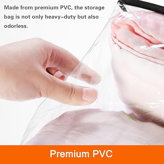 Vieshful 5 Pack Clear Comforter Storage Bag, 60L Clothes Storage Bag with Zipper Closet Organizer, Plastic Storage Containers Moving bags for Comforter, Blanket, Bedding, Duvet, Toys