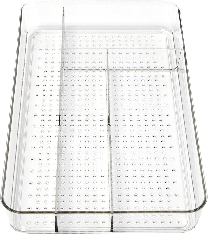 Dial Industries Small Cutlery, Utensil, Silverware Kitchen Drawer Organizer Tray, Clear