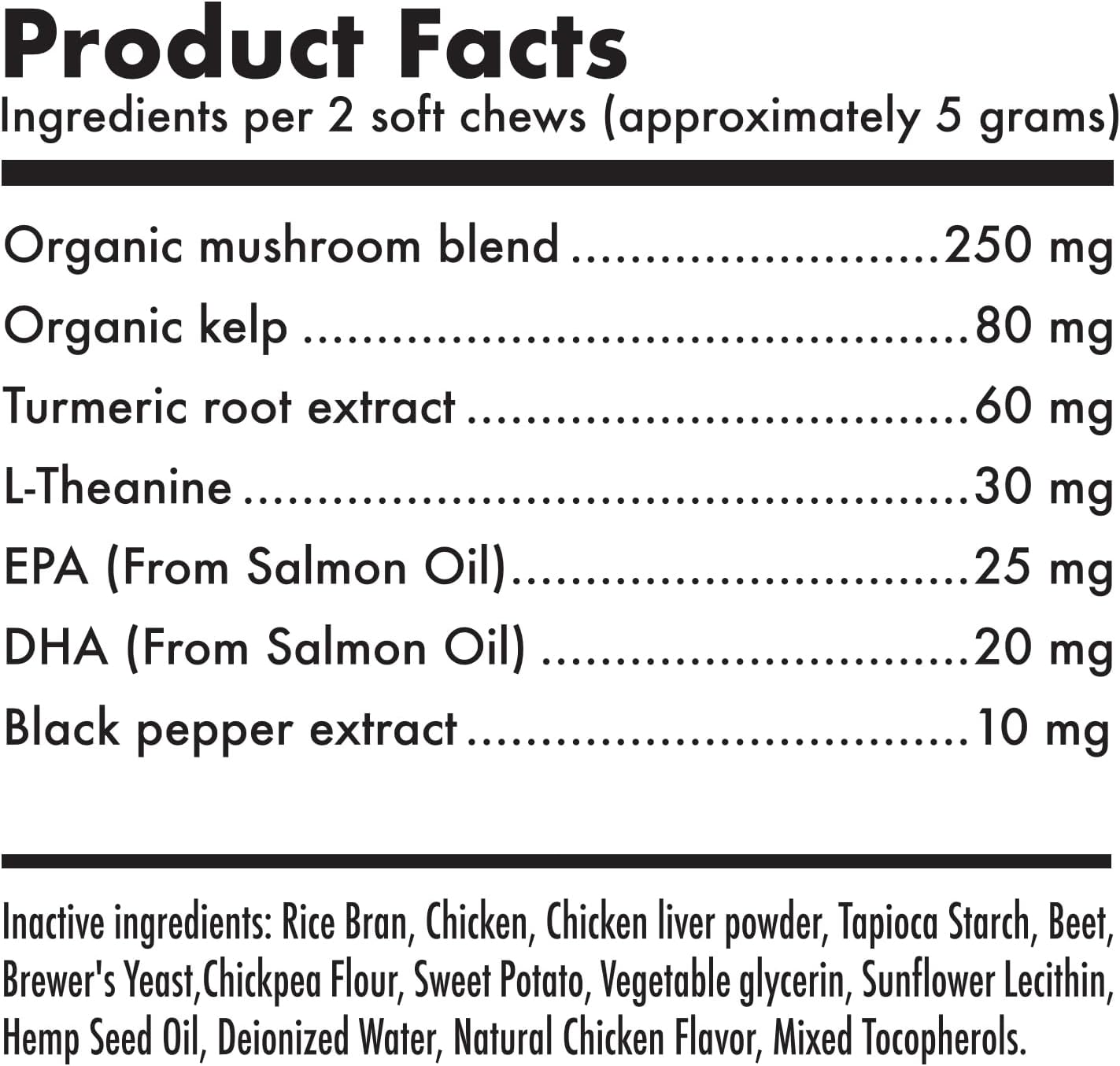 Mushroom Complex Treats for Dogs with Reishi, Shiitake, and Turkey Tail Mushrooms for Cognition and Immune Boosting Supports Digestive Health and Reduces Inflammation DHA EPA Turmeric Kelp (120pcs)