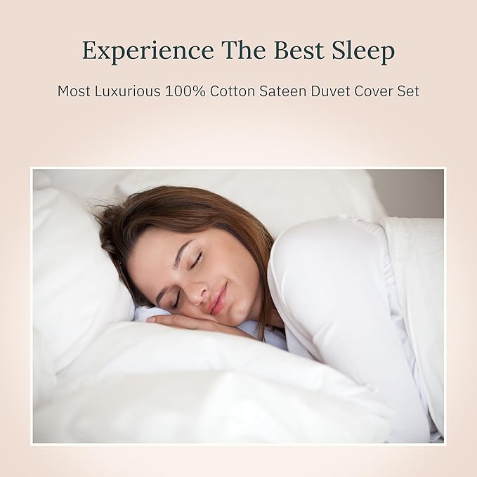California Design Den 3 Pc Full/Queen Size Duvet Cover Set - Winner Good Housekeeping Best Bedding Awards 2025, 400 Thread Count Sateen, 100% Cotton Duvet Cover - Ivory (Pale Tone)