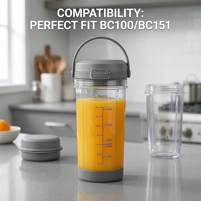 Accessories for Ninja Blast, 2-in-1 Portable Lid & Blade Cover Set Leakproof Dishwasher Safe Replacement Lids, Compatible for Ninja Blast Personal Blender BC100, BC151, CL155 Series (gray)