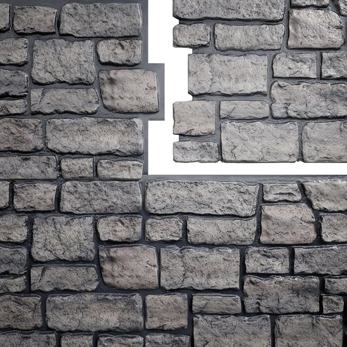 EverStone Cobblestone Faux Stone Panel, Lunar Color