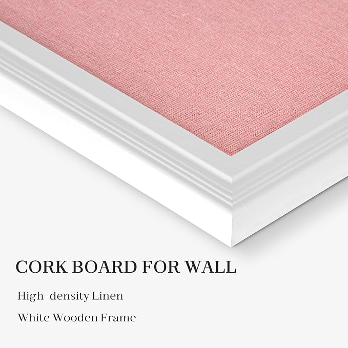 Large Pink Cork Board with Linen, Picture Display Vision Board Corkboards