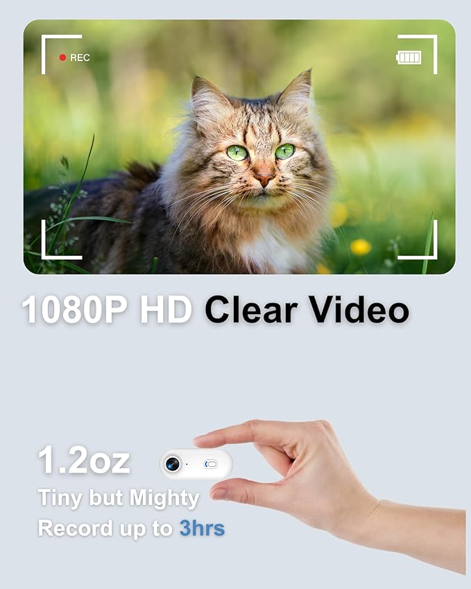 Cat & Dog Camera Collar with Phone APP, 1080P HD Video Recording Pet Camera Collar – Lightweight Pet POV Cam for Curious Cats & Adventurous Pups