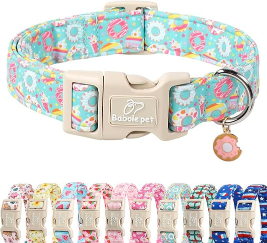 Adjustable Summer Dog Collar, Cute Mint Dessert Dog Collars for Small Dogs, Lightweight Quick-Release Buckle Collar for Boy&Girl Dogs S