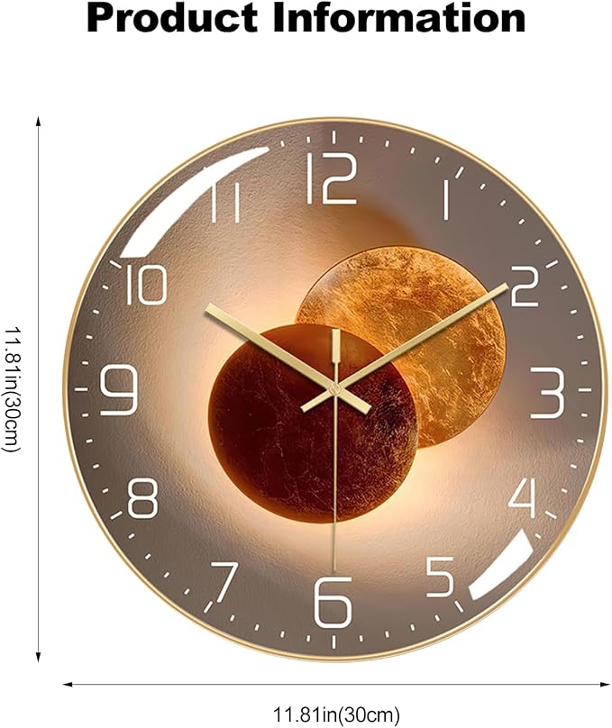 Ergocar Wall Clock, Art Deco Wall Clock, Non-Ticking Silent Modern Metal Wall
