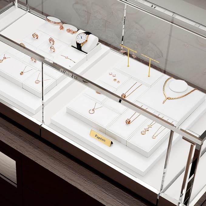 3 Slot Ring Stand PU Leather Rings Display Holder Rings Organizer White Jewelry Display Showcase