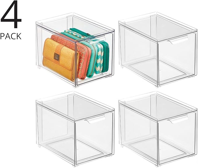 Clear Stackable Shoe Drawer Boxes, 4 Pack