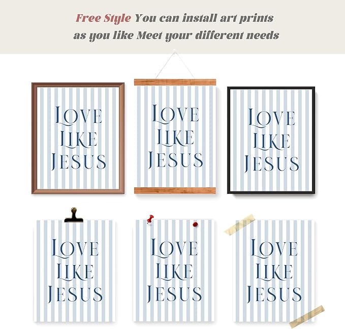 LARTSFRO Coquette Navy Blue Bow Jesus Wall Art Decor Posters, Inspirational