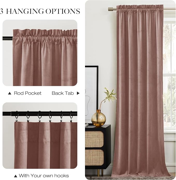 NICETOWN Dusty Pink Velvet Curtains and Drapes