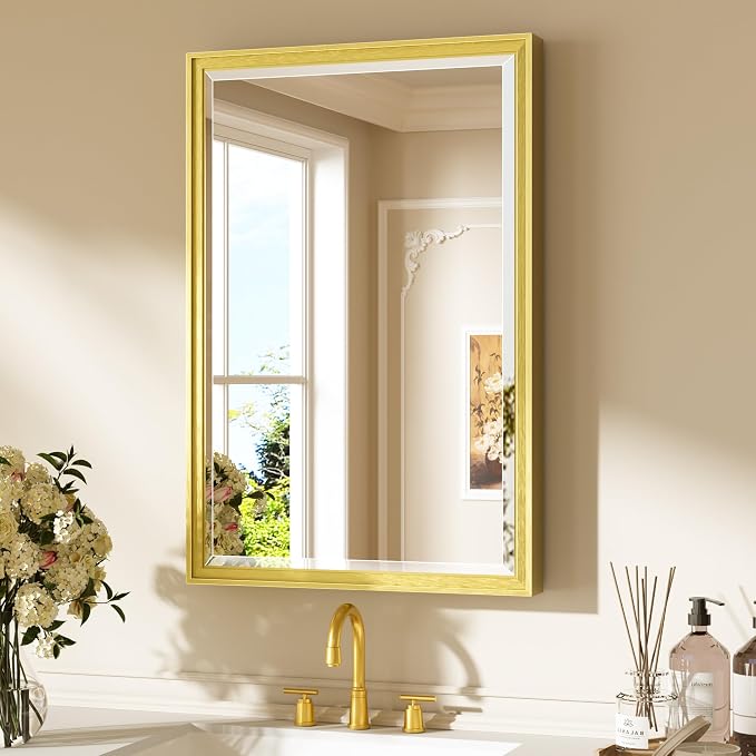 Keonjinn 20" x 30" Gold Bathroom Mirrors