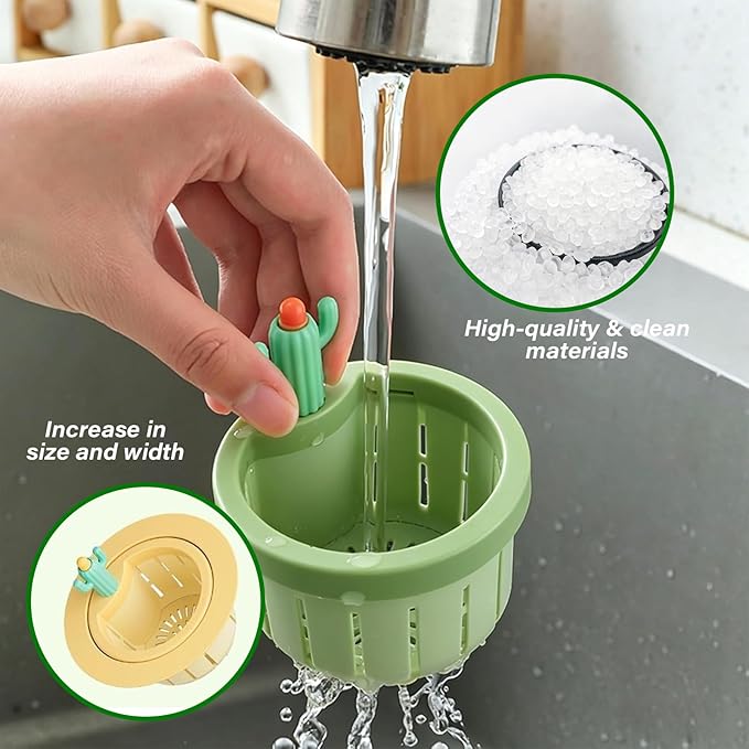 Cactus Kitchen Sink Drain Strainer, 2026 New Upgrade Self-Cleaning Press Dumping Basket, Faucet Hanging Filter Basket, Food Residue Collector Kitchen Bathroom Accessory (Yellow)