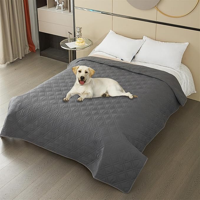 GIBZ Waterproof Dog Bed Cover Anti Slip Pet Furniture Protector Washable Blanket Large Soft Quilted Mat, Dark Grey, 75x180cm