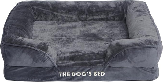 The Dog’s Bed Replacement Outer Cover & Bolster for Standard Foam Beds, Flannel Fabric, Grey, Medium