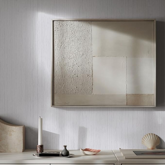 White Grasscloth Peel and Stick Wallpaper Texture Contact Paper A Set of 15.7"