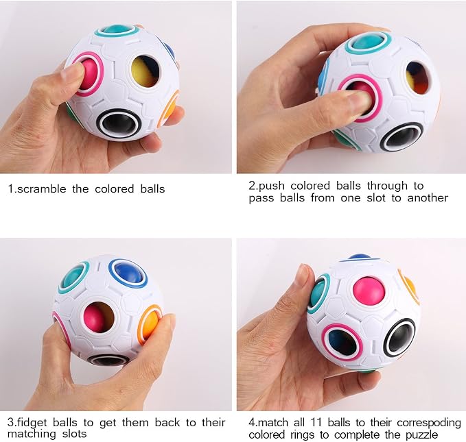 Coogam Rainbow Puzzle Ball with Pouch Color-Matching Puzzle Game Toy Stress Reliever Magic Ball Brain Teaser for Kids and Adults, Children, Boy, Girl Holiday