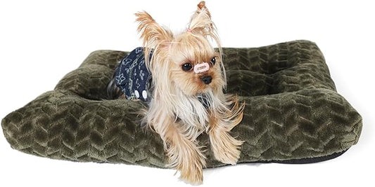 Dog Bed for Small Dogs Washable Dog Crate Bed for Dog Cages 22 inch Small Dog Bed Anti-Slip Waterproof Warming Cozy Soft Pet Puppy, Dog Pillows for Small Dogs Olive Green