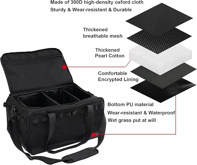 35L Multi-functional Duffle Bag, Waterproof Shoe & Picnic Camping Organizer, 3 Adjustable Dividers for Travel, Sports, GYM