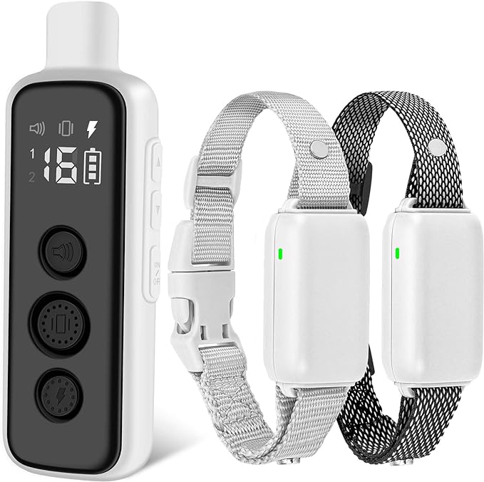 Bousnic Dog Shock Collar for 2 Dogs - (8-120lbs) Waterproof Rechargeable Electric Dog Training Collar with Remote for Small Medium Large Dogs with Beep Vibration Safe Shock Modes(Grey)