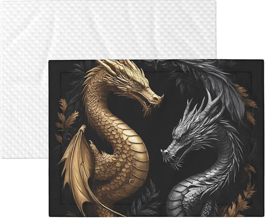 Waterproof Dog Blanket Soft Pet Blanket for Puppy Cat, Fleece Cat Throw Blankets for Furniture Bed Couch Sofa Reversible - Vintage Metal Dragon