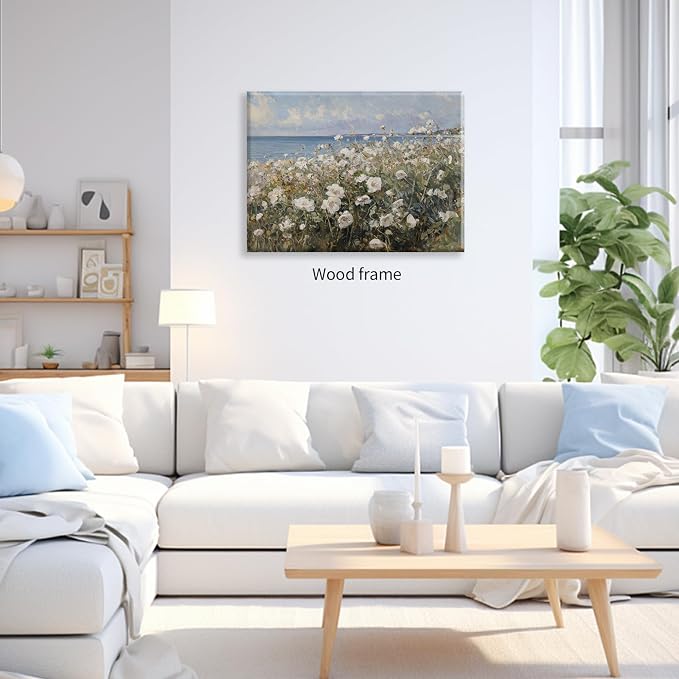 Nature Landscape Wall Art Coastal Wildflower Poster 12X16 inch Framed French